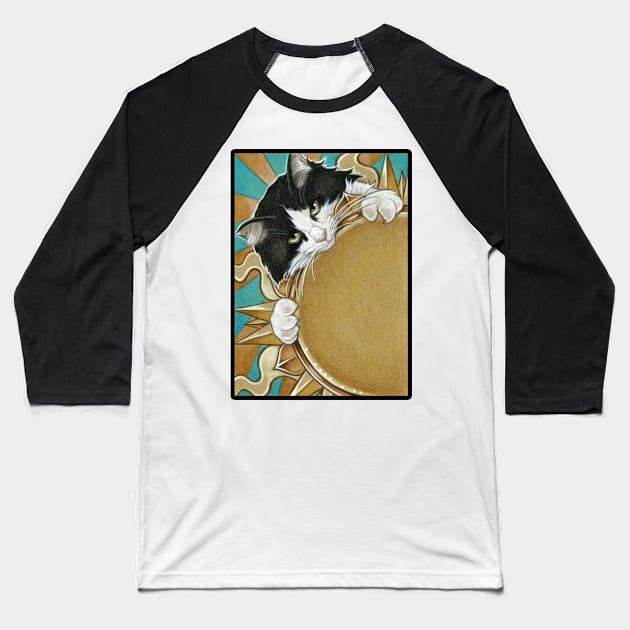 Cats Love The Sunshine - Black Outlined Version Baseball T-Shirt by Nat Ewert Art